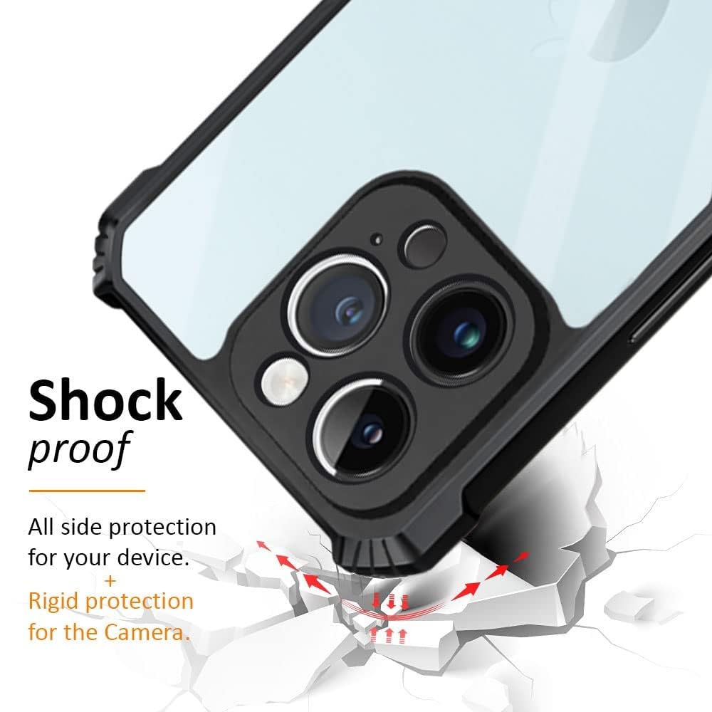 VAKIBO Best Selling Black and Transparent Coloured Made With Soft TPU and Acrylic Back Cover Case With 4 Corner and Camera Protection Suitable for iPhone 16 Pro