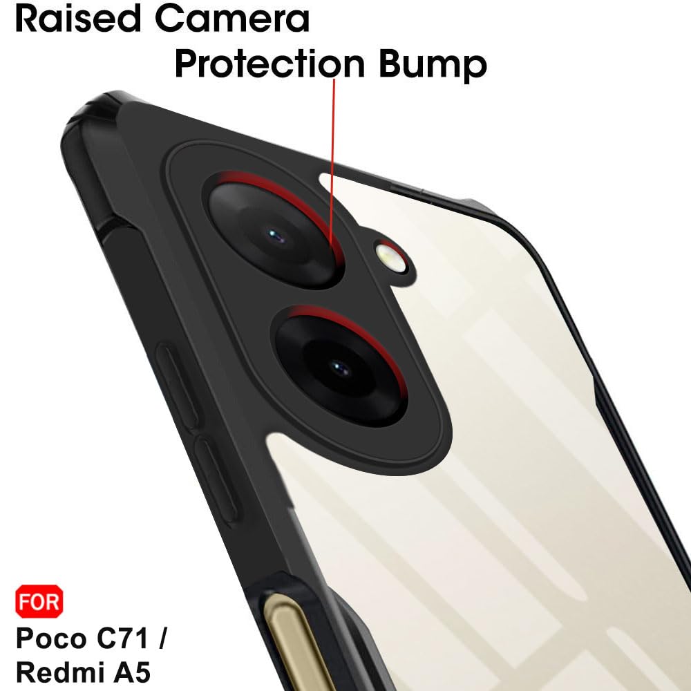VAKIBO Best Selling Black and Transparent Coloured Made With Soft TPU and Acrylic Back Cover Case With 4 Corner and Camera Protection Suitable for Mi Redmi A5