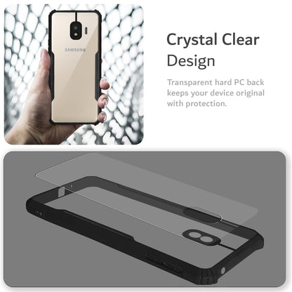 VAKIBO Best Selling Black and Transparent Coloured Made With Soft TPU and Acrylic Back Cover Case With 4 Corner and Camera Protection Suitable for Samsung Galaxy J2 2018