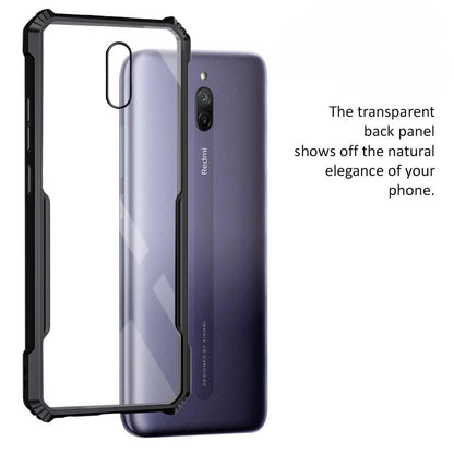 VAKIBO Best Selling Black and Transparent Coloured Made With Soft TPU and Acrylic Back Cover Case With 4 Corner and Camera Protection Suitable for Mi Redmi 8A Dual