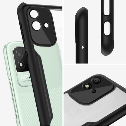 VAKIBO Best Selling Black and Transparent Coloured Made With Soft TPU and Acrylic Back Cover Case With 4 Corner and Camera Protection Suitable for Realme Narzo 50i