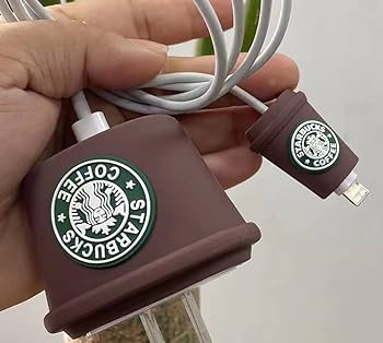 Compatible for iPhone Charger Case Cover,Silicone Charger Case Cover Compatible for 18-20W 360 Degree Full Protection Cover (Starbucks)