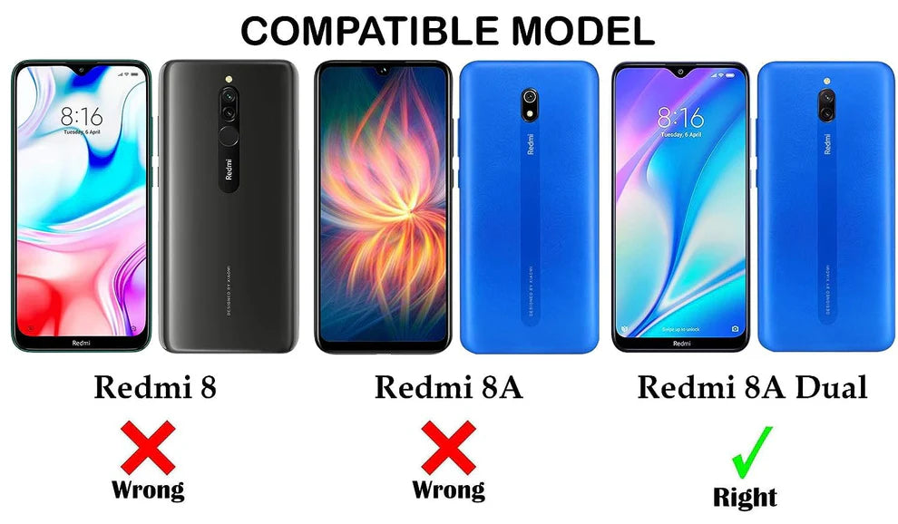 VAKIBO Super Premium Soft TPU Transparent Case With Dustplug,Side Grip,Corner Protection,lanyard Cuts,Camera Protection Suitable for MI Redmi 8A Dual