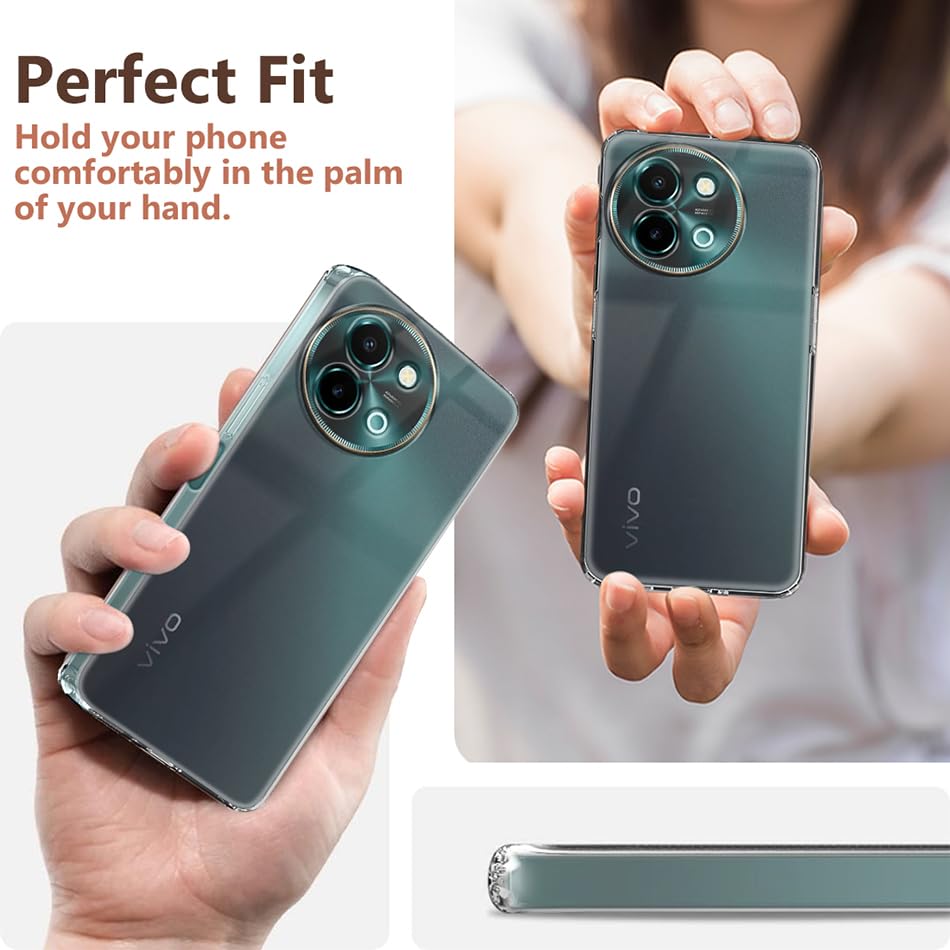 VAKIBO Premium Clear 1.5MM Thick Transparent Soft TPU Rubber Back Cover Case With Camera Protection Suitable for Vivo Y38