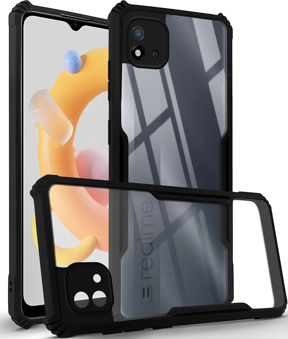 VAKIBO Super Premium Black Border Transparent Case With Corner Protection & Camera Protection Suitable for Realme C20