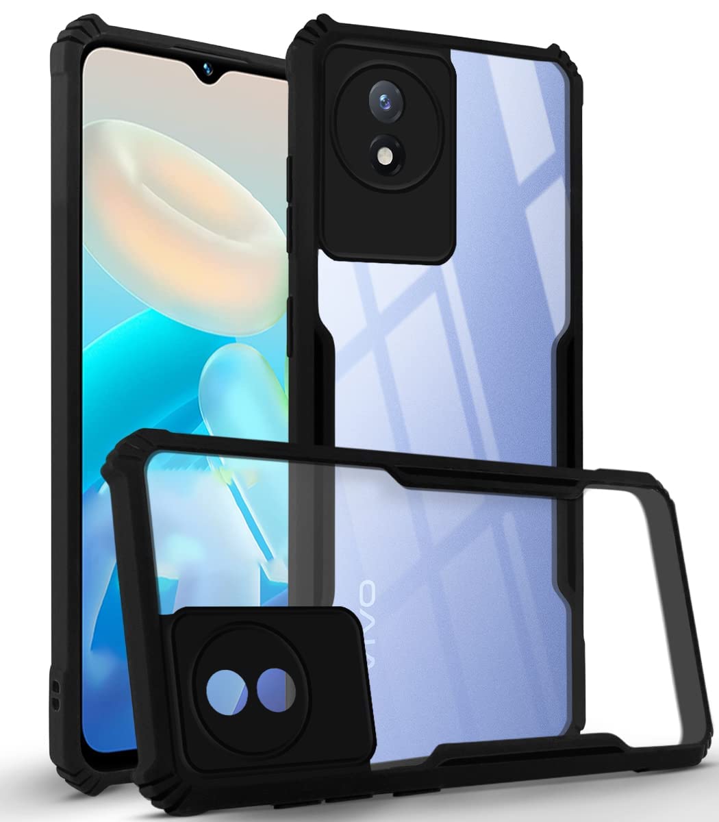 VAKIBO Super Premium Black Border Transparent Case With Corner Protection & Camera Protection Suitable for Vivo Y02