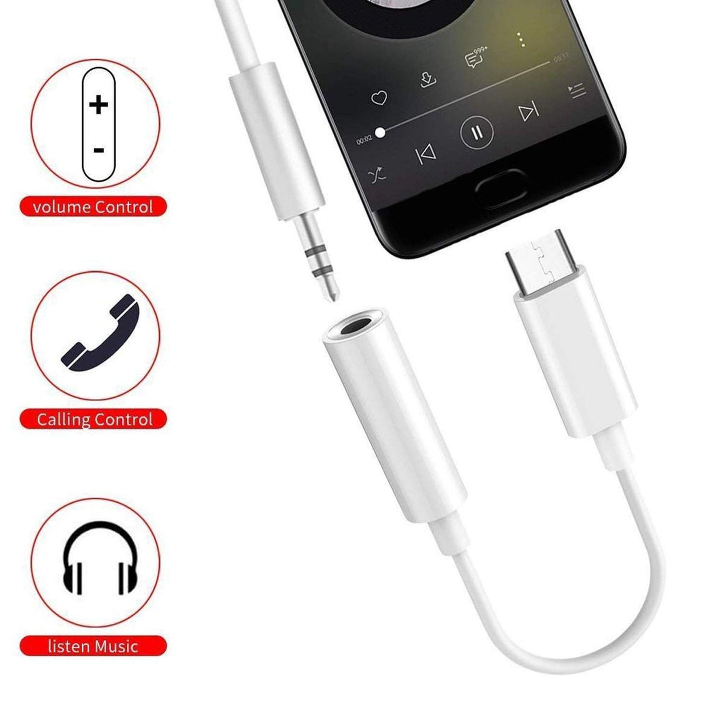 C to 3.5 MM Jack For Samsung (White)