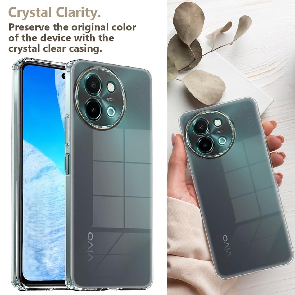 VAKIBO Premium Clear 1.5MM Thick Transparent Soft TPU Rubber Back Cover Case With Camera Protection Suitable for Vivo Y38