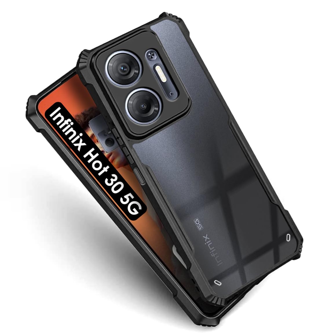 VAKIBO Super Premium Black Border Transparent Case With Corner Protection & Camera Protection Suitable for Infinix Hot 30