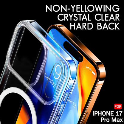 VAKIBO Megnatic Magsafe Transparent Coloured Soft with Hard back Back Cover Case With Camera Protection Ring Suitable for iPhone 17 Pro Max