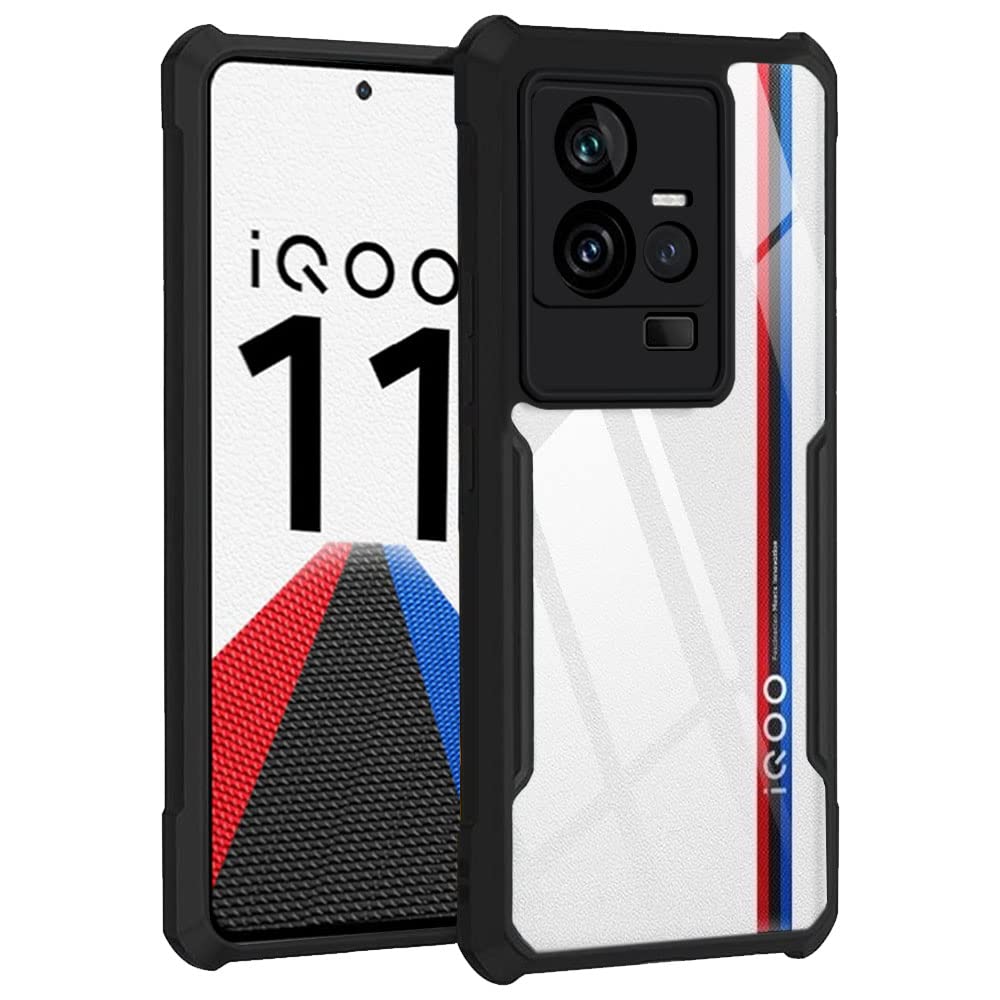 VAKIBO Super Premium Black Border Transparent Case With Corner Protection & Camera Protection Suitable for iQOO 11 5G
