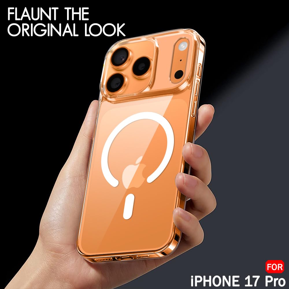 VAKIBO Megnatic Magsafe Transparent Coloured Soft with Hard back Back Cover Case With Camera Protection Ring Suitable for iPhone 17 Pro