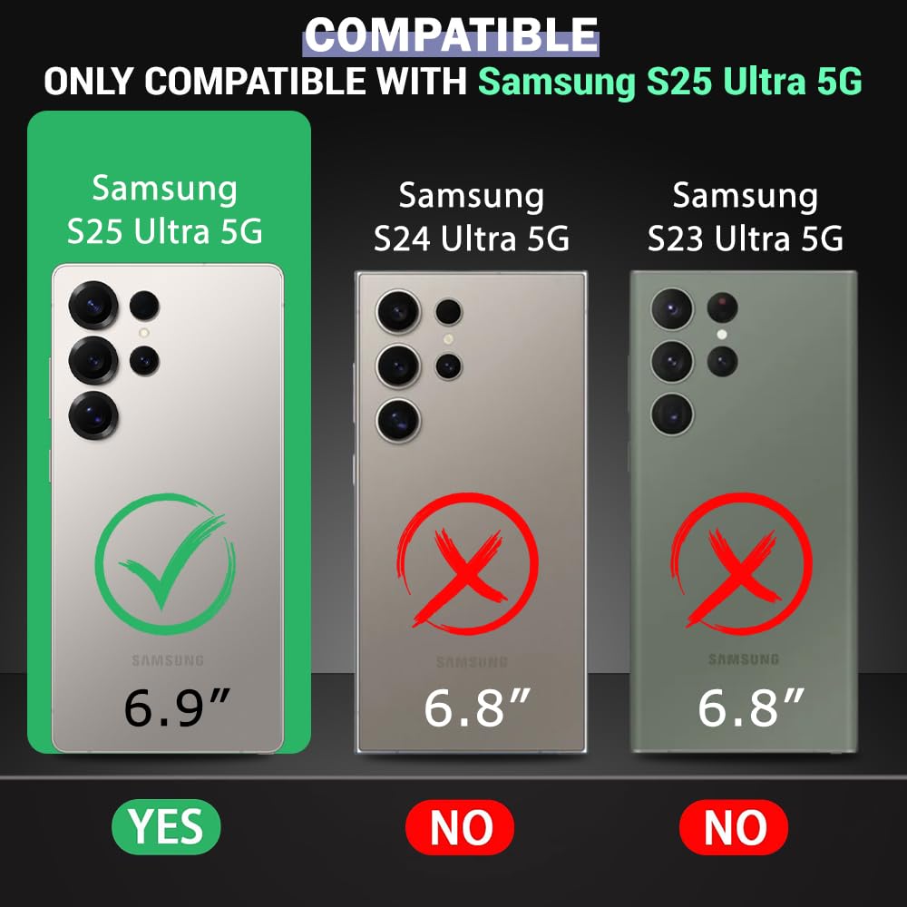 VAKIBO Megnatic Magsafe Black Coloured Soft with Hard back Back Cover Case With Camera Protection Ring Suitable for Samsung Galaxy S25 Ultra