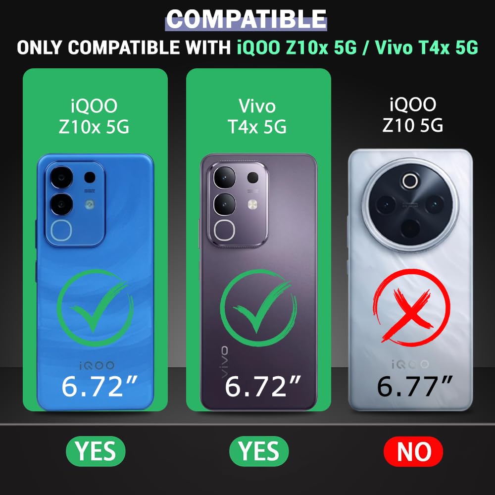 VAKIBO Best Selling Black and Transparent Back Cover Case Made With Soft TPU and Acrylic With 4 Corner and Camera Protection Suitable for Vivo T4X