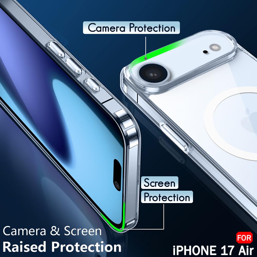VAKIBO Megnatic Magsafe Transparent Coloured Soft with Hard back Back Cover Case With Camera Protection Ring Suitable for iPhone 17 Air