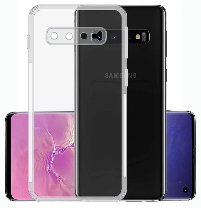 VAKIBO Super Premium Soft TPU Transparent Case With Dustplug,Side Grip,Corner Protection,lanyard Cuts,Camera Protection Suitable for Samsung S10