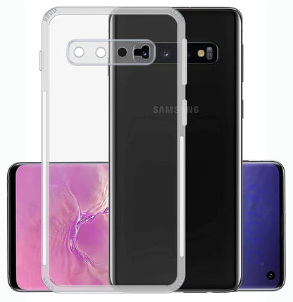 VAKIBO Super Premium Soft TPU Transparent Case With Dustplug,Side Grip,Corner Protection,lanyard Cuts,Camera Protection Suitable for Samsung S10