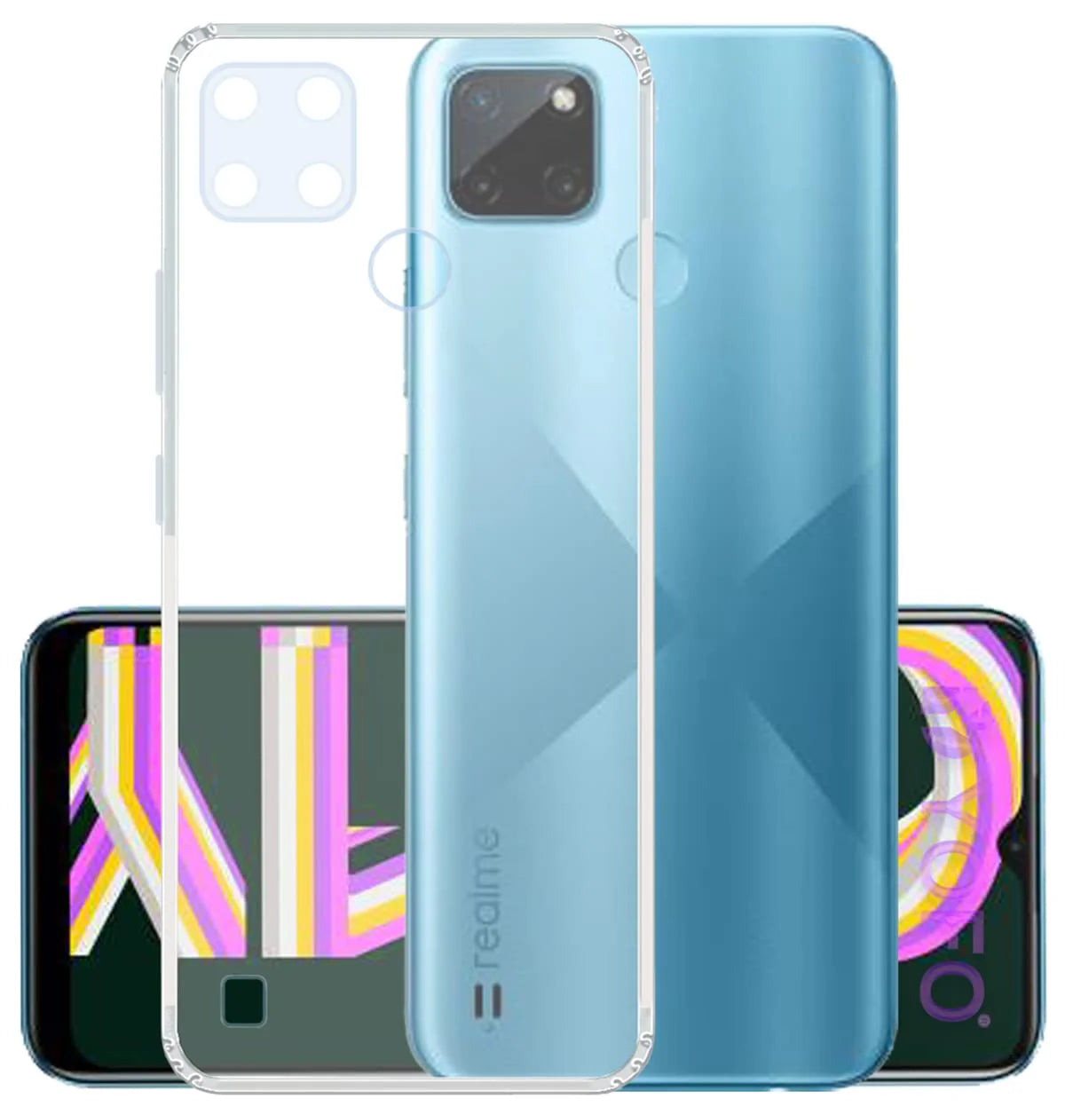 VAKIBO Super Premium Soft TPU Transparent Case With Dustplug,Side Grip,Corner Protection,lanyard Cuts,Camera Protection Suitable for Realme C21Y
