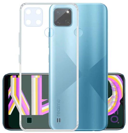VAKIBO Super Premium Soft TPU Transparent Case With Dustplug,Side Grip,Corner Protection,lanyard Cuts,Camera Protection Suitable for Realme C21Y