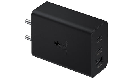 65W PD Power Adapter Trio USB-C 3 Port, USB-A Port Super Fast Charger Advanced Charging Technology Compatible with All Samsung Galaxy Devices