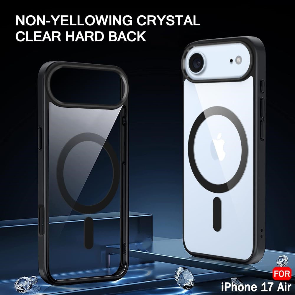 VAKIBO Megnatic Magsafe Black Coloured Soft with Hard back Back Cover Case With Camera Protection Ring Suitable for iPhone 17 Air