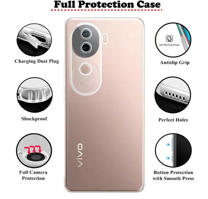VAKIBO Premium Clear 1.5MM Thick Transparent Soft TPU Rubber Back Cover Case With Camera Protection Suitable for Vivo V40E