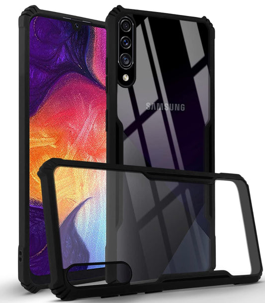 VAKIBO Super Premium Black Border Transparent Case With Corner Protection & Camera Protection Suitable for Samsung A50
