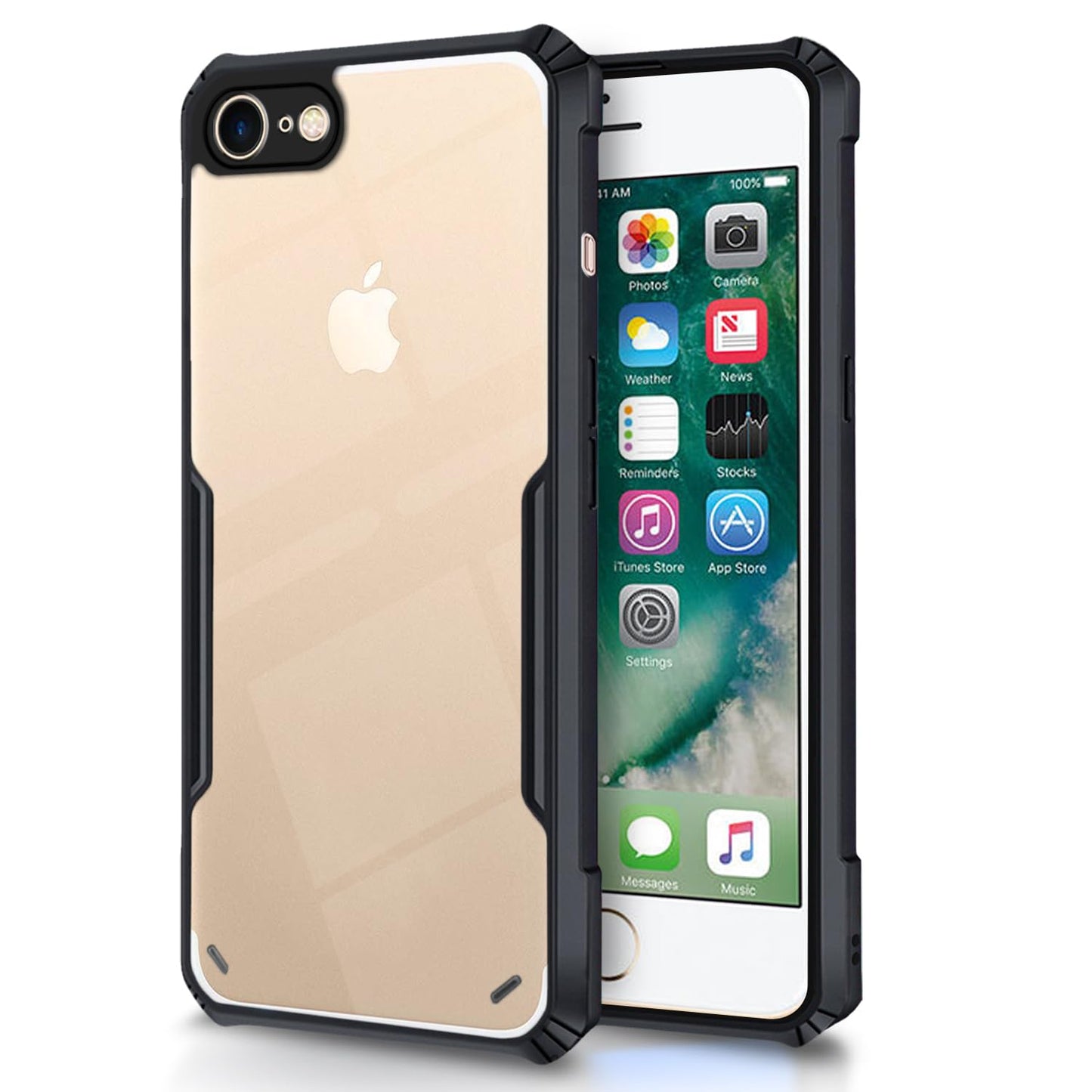 VAKIBO Super Premium Black Border Transparent Case With Corner Protection & Camera Protection Suitable for iPhone SE 2020