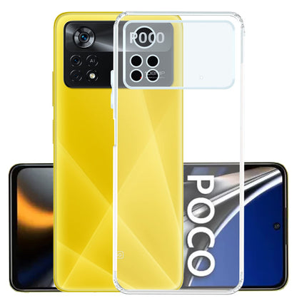 VAKIBO Super Premium Soft TPU Transparent Case With Dustplug,Side Grip,Corner Protection,lanyard Cuts,Camera Protection Suitable for Mi Poco X4 Pro