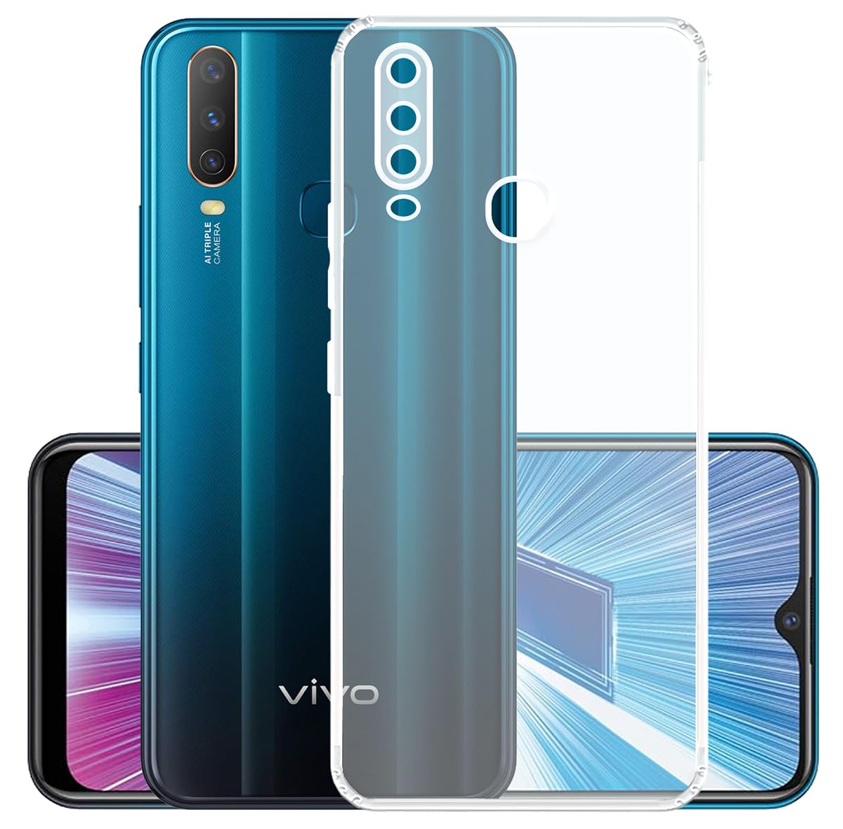 VAKIBO Super Premium Soft TPU Transparent Case With Dustplug,Side Grip,Corner Protection,lanyard Cuts,Camera Protection Suitable for Vivo Y15