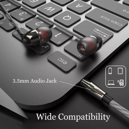 JP GOLD Wired in-Ear Earphones with Built-in Mic, Clear Sound, Noise-Canceling Earbuds, Tangle-Free Cable, Ideal for Smartphones, Tablets and Laptops