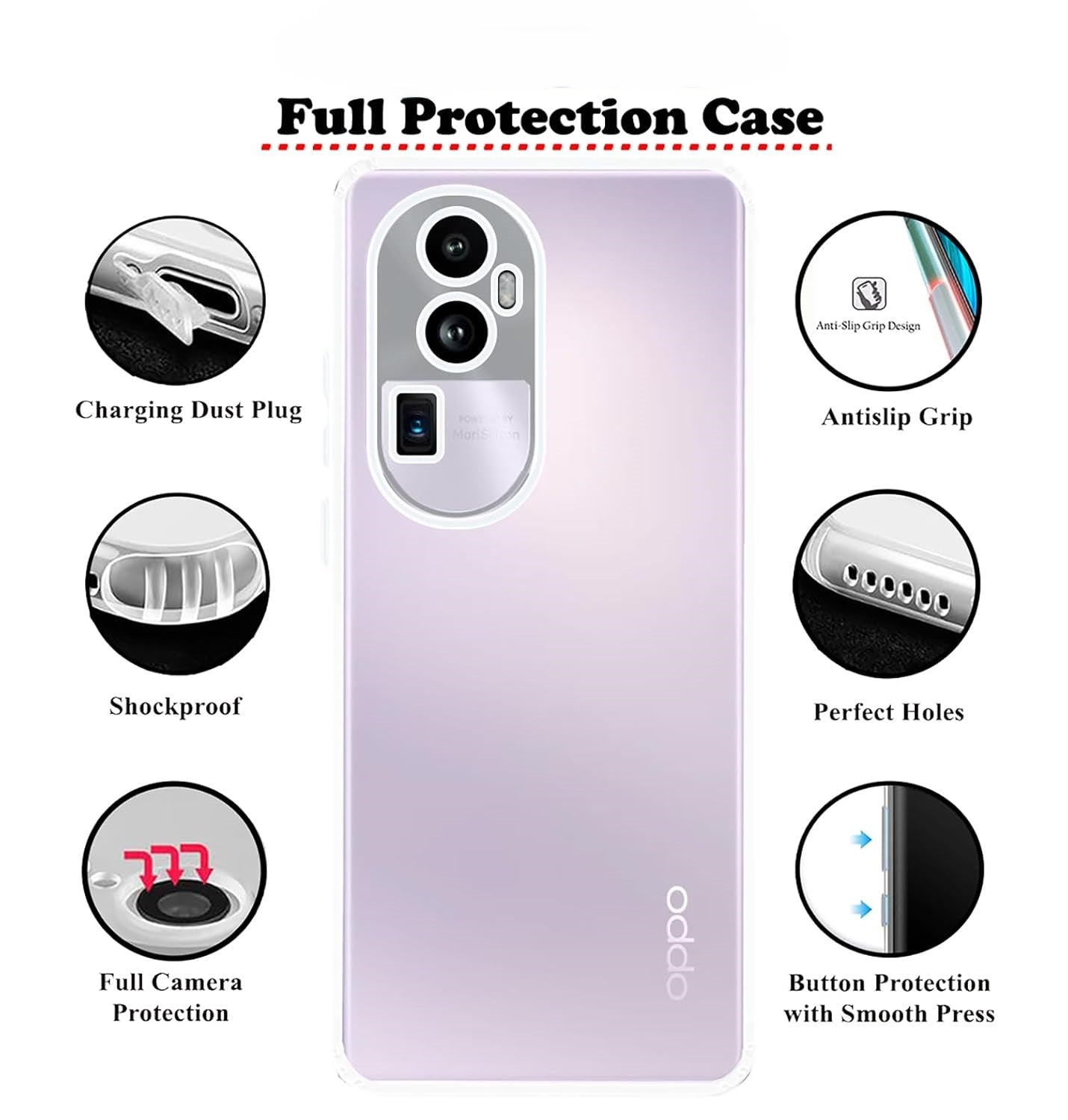 VAKIBO Super Premium Black Border Transparent Case With Corner Protection & Camera Protection Suitable for Oppo Reno 10 Pro Plus