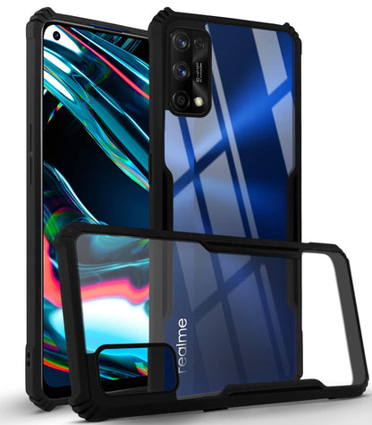 VAKIBO Best Selling Black and Transparent Back Cover Case Made With Soft TPU and Acrylic With 4 Corner and Camera Protection Suitable for Realme 7 Pro