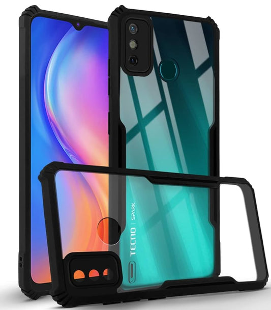 VAKIBO Super Premium Black Border Transparent Case With Corner Protection & Camera Protection Suitable for Tecno Spark 6 Go