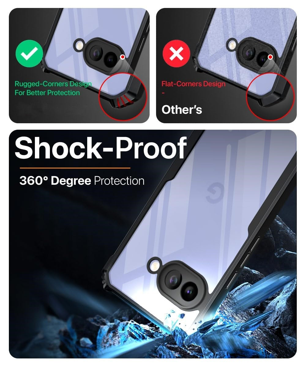 VAKIBO Best Selling Black and Transparent Coloured Made With Soft TPU and Acrylic Back Cover Case With 4 Corner and Camera Protection Suitable for Google Pixel 9A