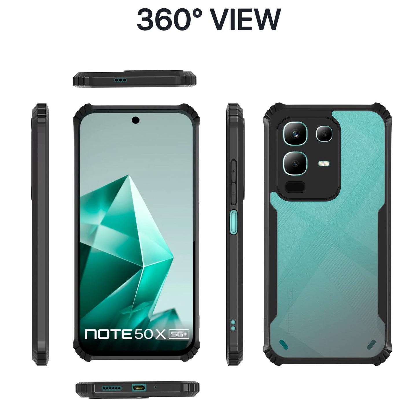 VAKIBO Super Premium Black Border Transparent Case With Corner Protection & Camera Protection Suitable for Infinix Note 50X