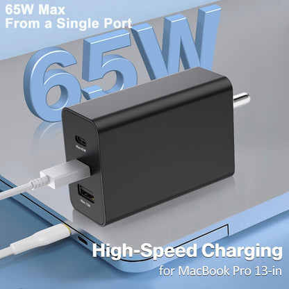 65W PD Power Adapter Trio USB-C 3 Port, USB-A Port Super Fast Charger Advanced Charging Technology Compatible with All Samsung Galaxy Devices