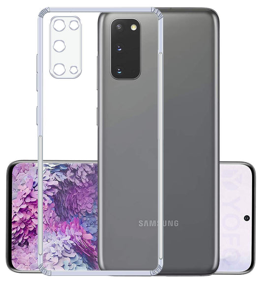 VAKIBO Super Premium Soft TPU Transparent Case With Dustplug,Side Grip,Corner Protection,lanyard Cuts,Camera Protection Suitable for Samsung S20