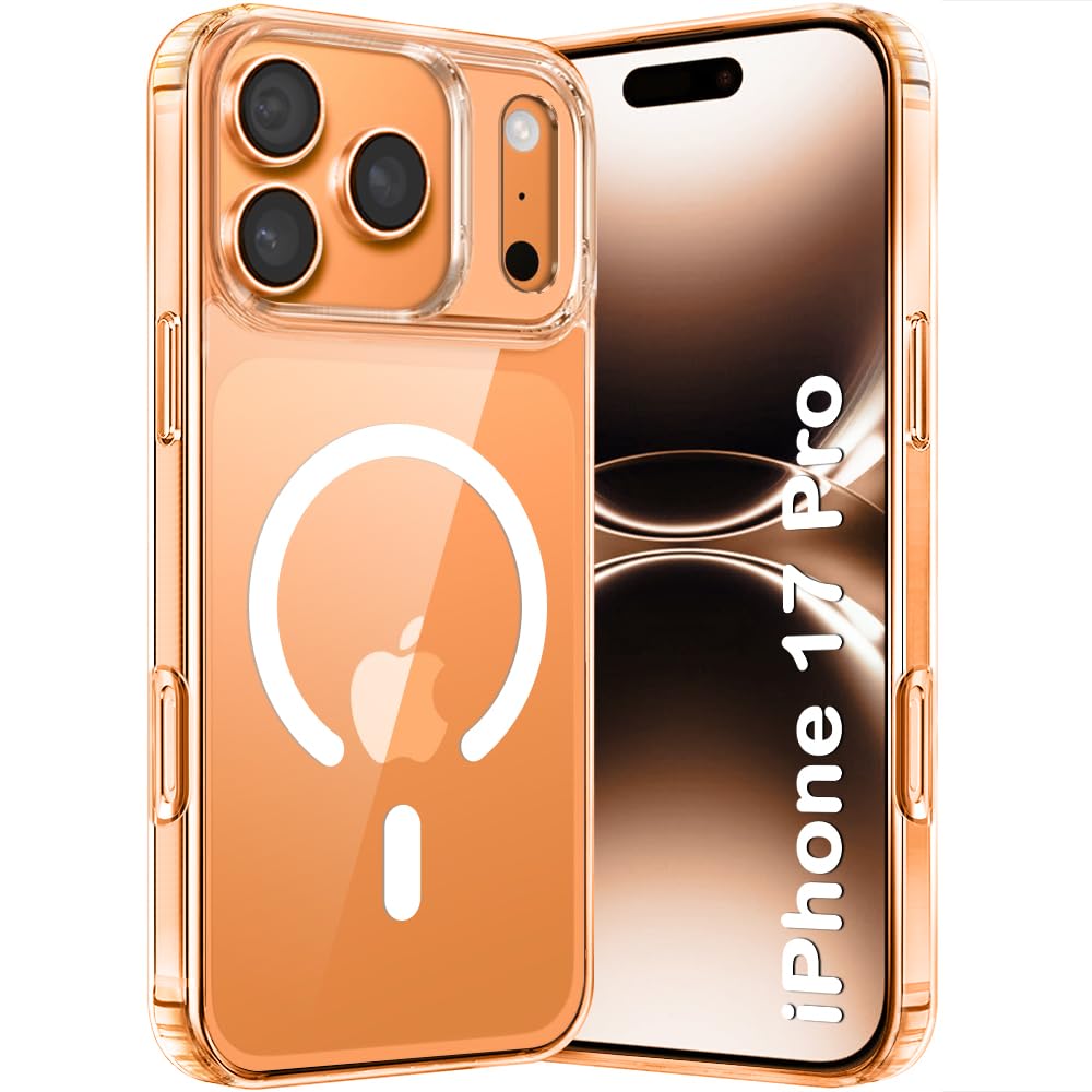 VAKIBO Megnatic Magsafe Transparent Coloured Soft with Hard back Back Cover Case With Camera Protection Ring Suitable for iPhone 17 Pro