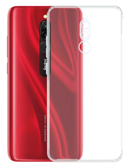 VAKIBO Super Premium Soft TPU Transparent Case With Dustplug,Side Grip,Corner Protection,lanyard Cuts,Camera Protection Suitable for MI Redmi 8