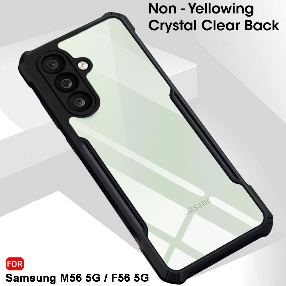 VAKIBO Best Selling Black and Transparent Coloured Made With Soft TPU and Acrylic Back Cover Case With 4 Corner and Camera Protection Suitable for Samsung Galaxy M56