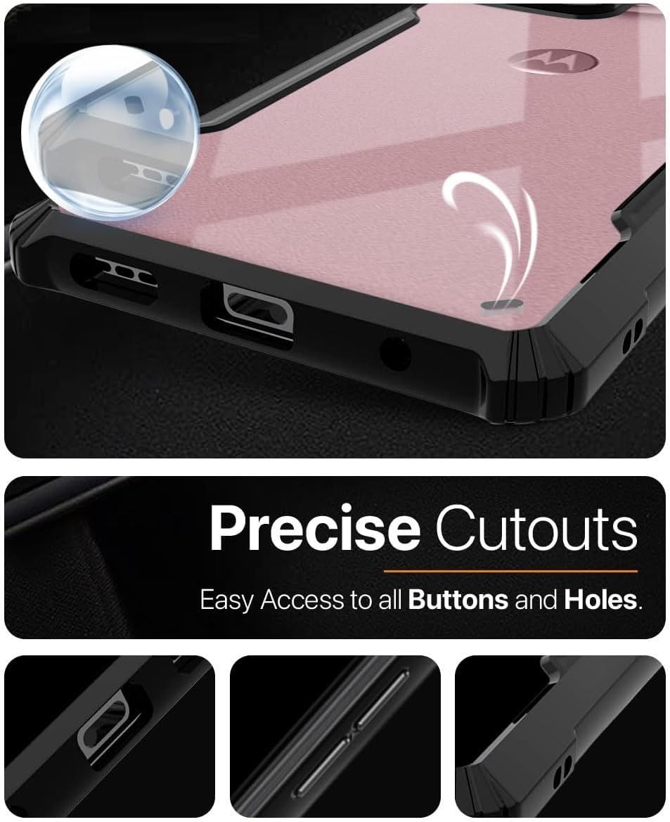 VAKIBO Best Selling Black and Transparent Coloured Made With Soft TPU and Acrylic Back Cover Case With 4 Corner and Camera Protection Suitable for Moto Edge 60 Fusion