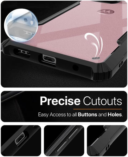 VAKIBO Best Selling Black and Transparent Coloured Made With Soft TPU and Acrylic Back Cover Case With 4 Corner and Camera Protection Suitable for Moto Edge 60 Fusion