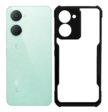 VAKIBO Best Selling Black and Transparent Back Cover Case Made With Soft TPU and Acrylic With 4 Corner and Camera Protection Suitable for Vivo Y18e