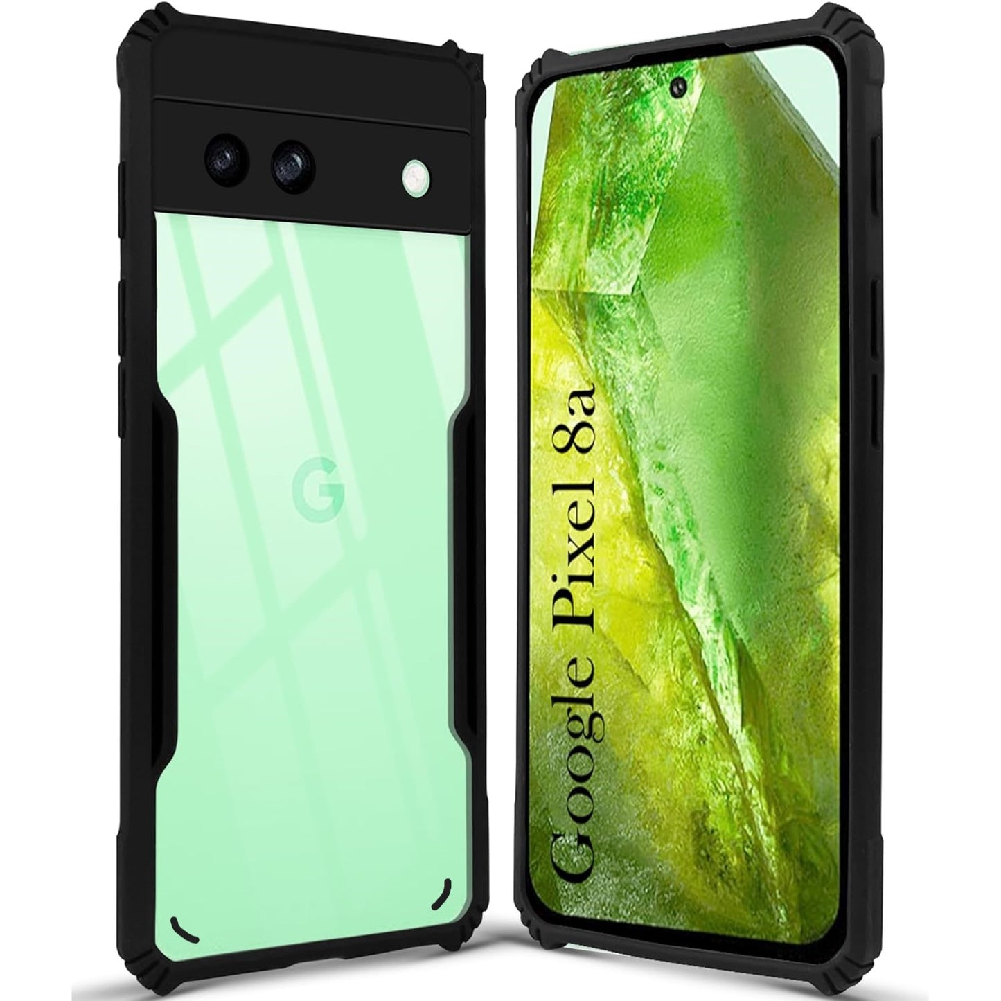 VAKIBO Best Selling Black and Transparent Coloured Made With Soft TPU and Acrylic Back Cover Case With 4 Corner and Camera Protection Suitable for Google Pixel 8A