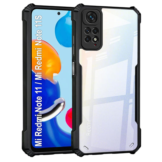 VAKIBO Best Selling Black and Transparent Back Cover Case Made With Soft TPU and Acrylic With 4 Corner and Camera Protection Suitable for Mi Redmi Note11 Pro Plus