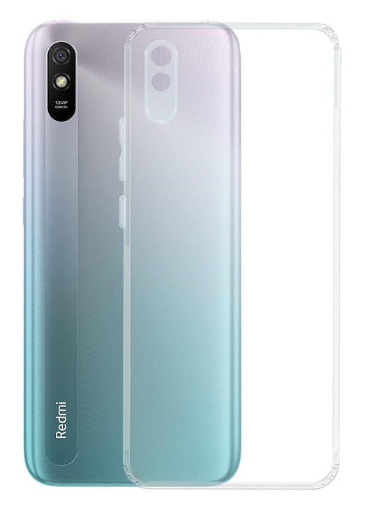 VAKIBO Super Premium Soft TPU Transparent Case With Dustplug,Side Grip,Corner Protection,lanyard Cuts,Camera Protection Suitable for Mi Redmi 9A