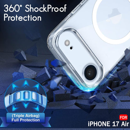 VAKIBO Megnatic Magsafe Transparent Coloured Soft with Hard back Back Cover Case With Camera Protection Ring Suitable for iPhone 17 Air