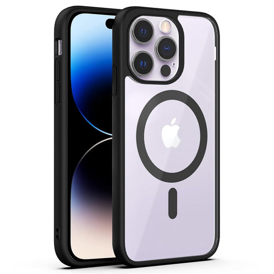 VAKIBO Megnatic Magsafe Black Soft with Hard back Back Cover Case With Camera Protection Ring Suitable for Apple iPhone 14 Pro Max