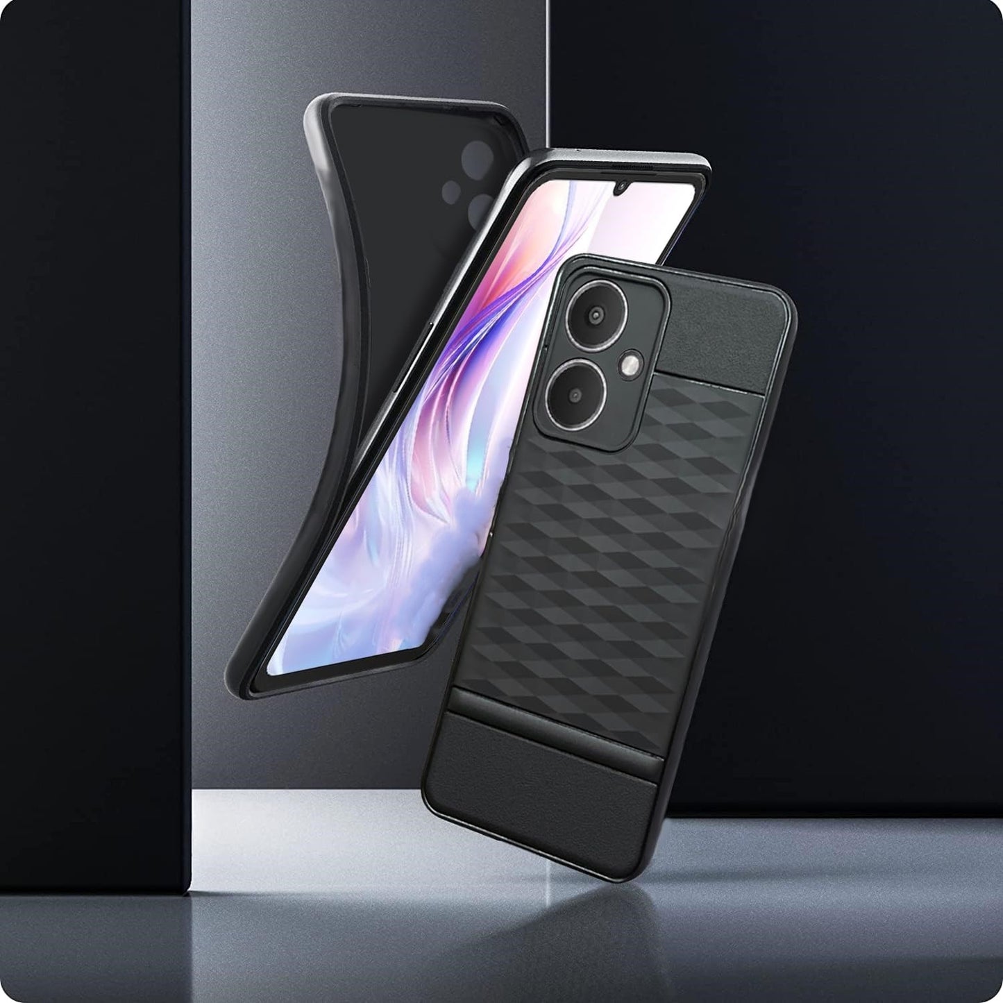 VAKIBO Parallax Design Black Coloured Made with Soft Rubber TPU Back Cover Case Camera Protection Ring Suitable for Oppo A59